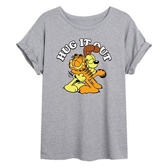 Juniors' Garfield "Hug It Out" Oversized Graphic Tee