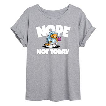 Juniors' Garfield "Nope Not Today" Oversized Graphic Tee