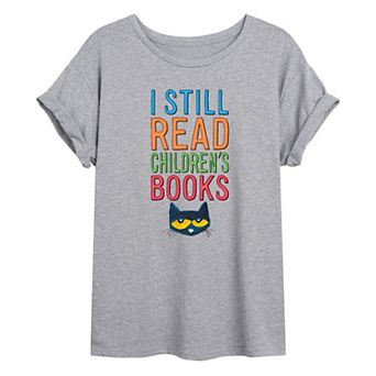 Juniors' Pete The Cat "I Still Read" Oversized Graphic Tee