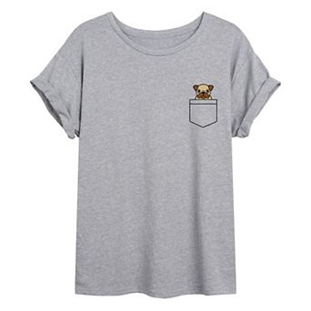 Juniors' Pocket Pug Oversized Graphic Tee