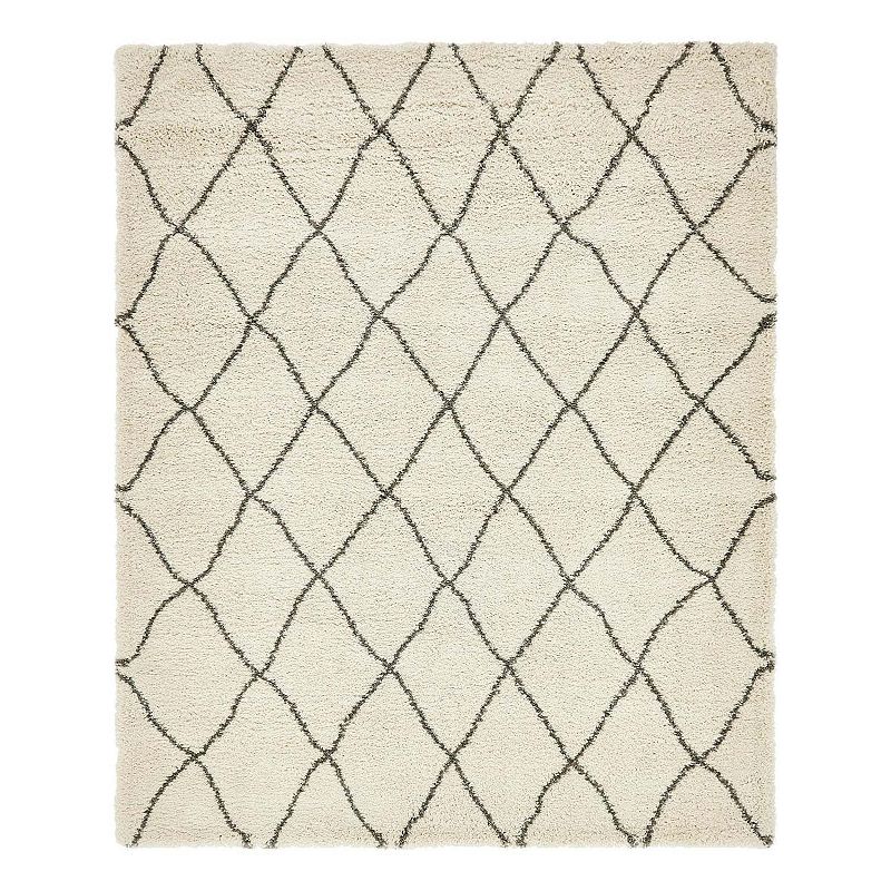 Unique Loom Trellis Rabat Shag Rug, White, 10X14 Ft