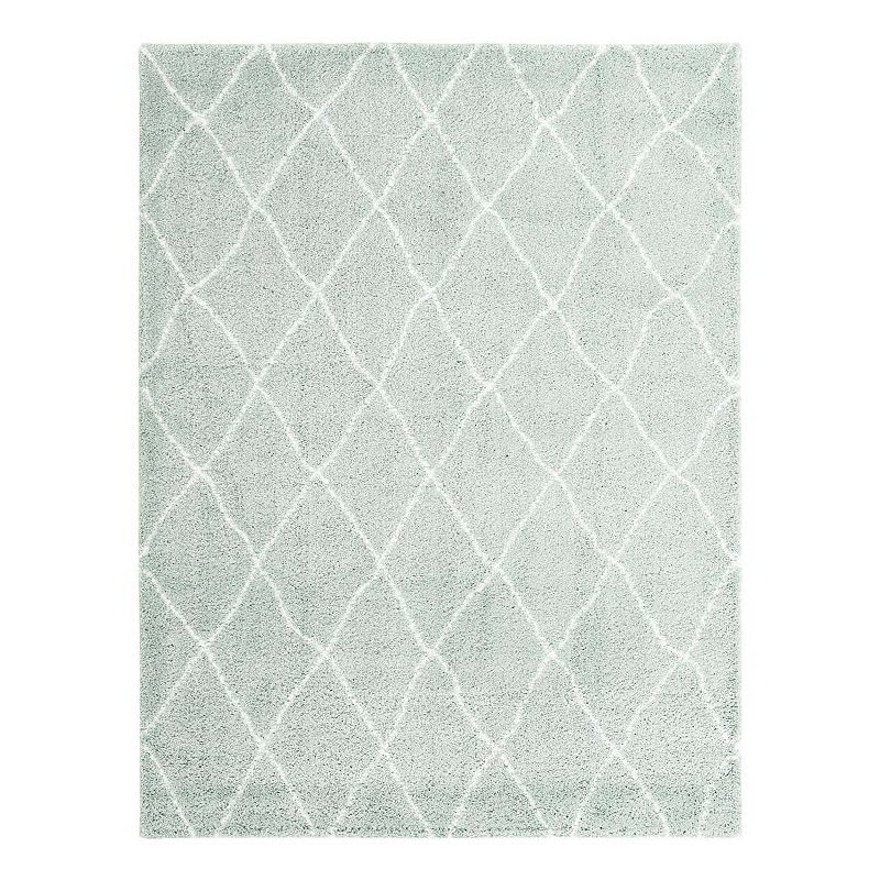 Unique Loom Trellis Rabat Shag Rug, White, 9X12 Ft