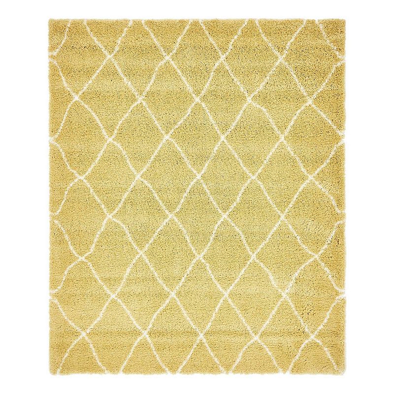 Unique Loom Trellis Rabat Shag Rug, Yellow, 9X12 Ft