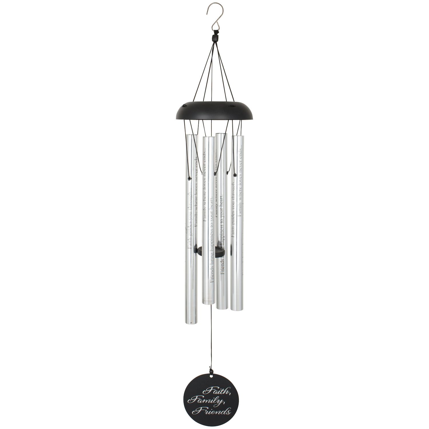 Carson Windspiel 'Faith Family Friends', 76,2 Cm – 5 Aluminium-Röhren, Eloxiert