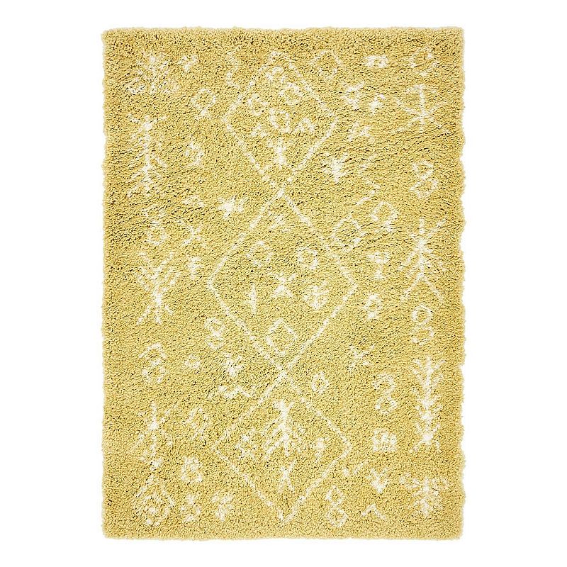 Unique Loom Tribal Rabat Shag Rug, Yellow, 9X12 Ft