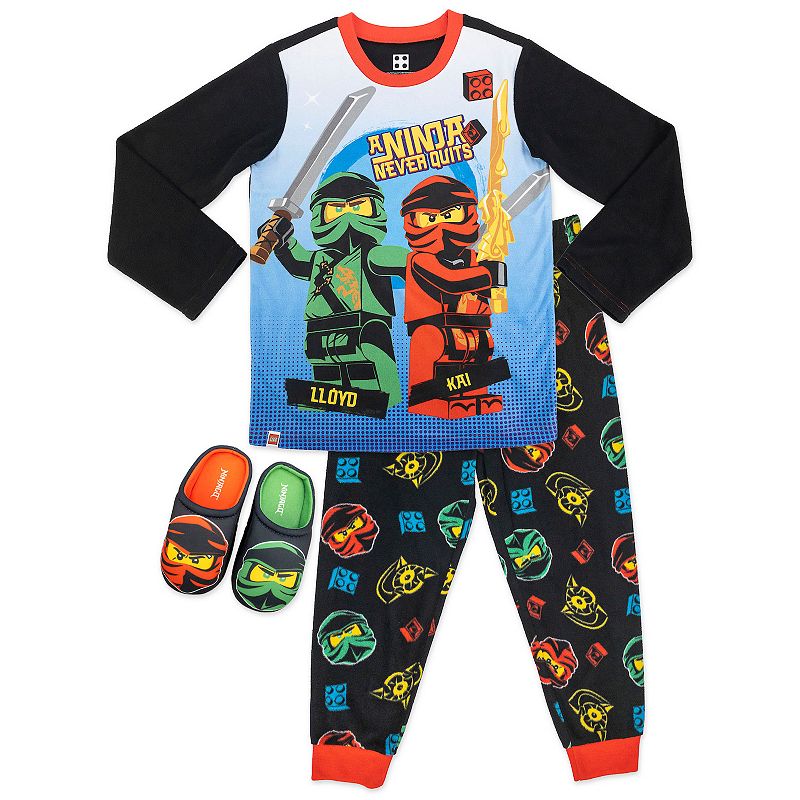 Boys 4-12 Ninjago 2-Piece Pajama and Slipper Set, Boys, Size: 4-5, Black
