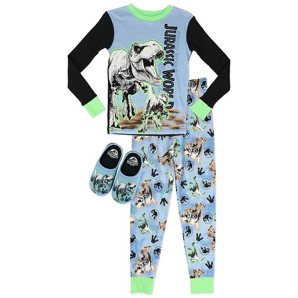 Boys 4 10 Jurassic World T Rex Pajama and Slipper Set