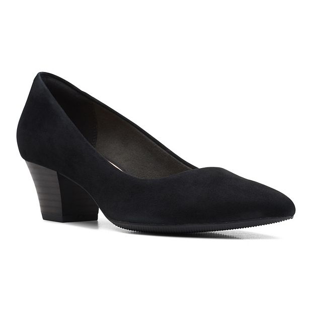 Clarks hotsell suede heels