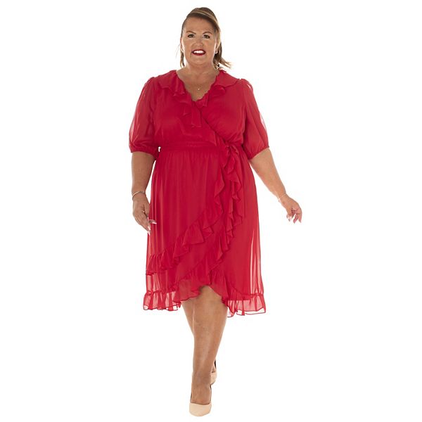 Plus Size Maison Tara Ruffled HighLow Midi Dress