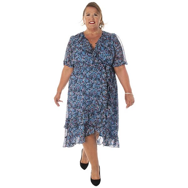 Plus Size Maison Tara Floral High-Low Midi Dress