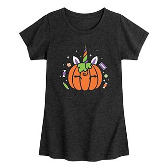 Girls 7-16 Unicorn Pumpkin Candy Graphic Tee