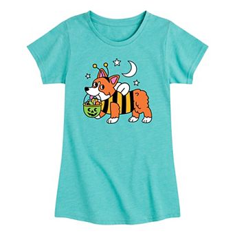 Girls 7-16 Halloween Corgi Bee Graphic Tee