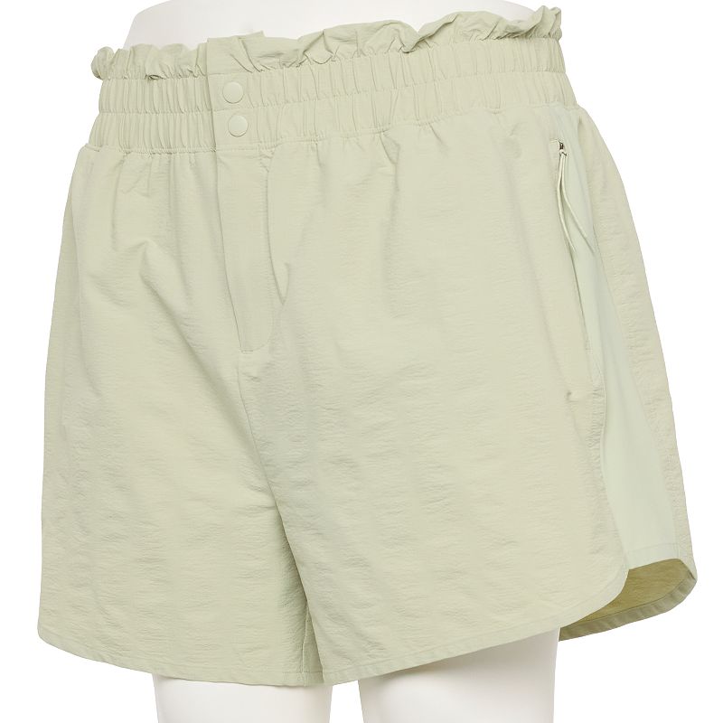 83045046 Plus Size FLX High-Waisted Paperbag-Waist Shorts,  sku 83045046