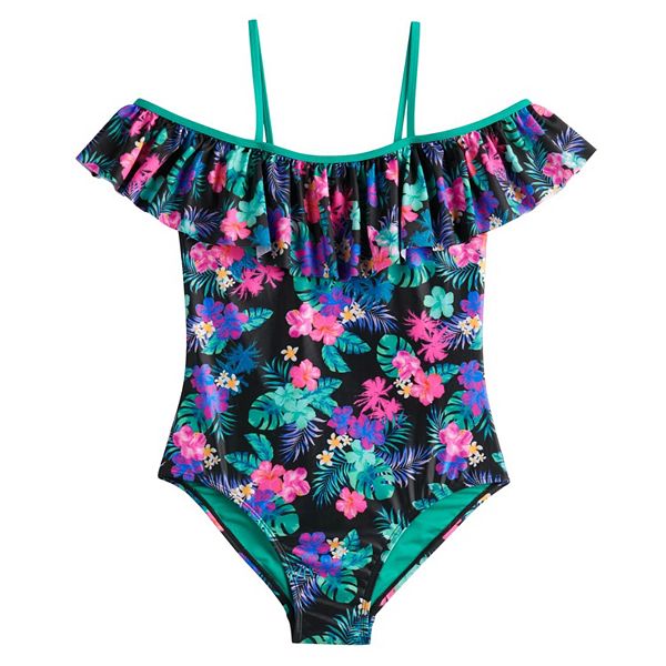 Girls 7-18 1/2 Plus SO® Floral Off-Shoulder One Piece Swimsuit