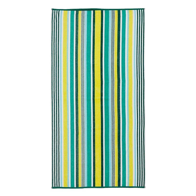 The Big One Core Stripe Standard Woven Beach Towel, Green, 34X64