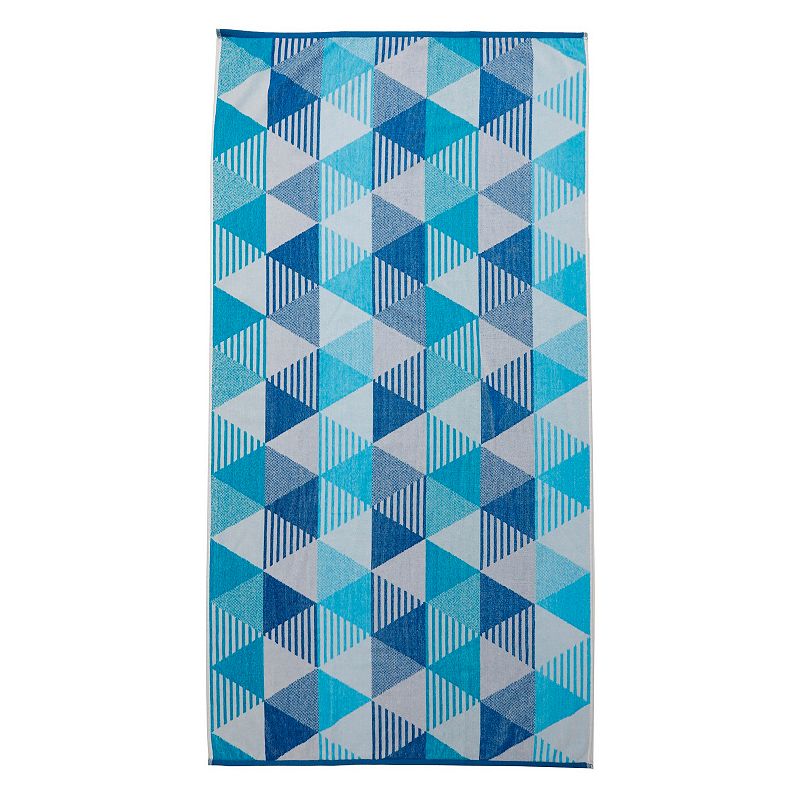 The Big One Geometric Triangle Standard Woven Beach Towel, Blue, 34X64