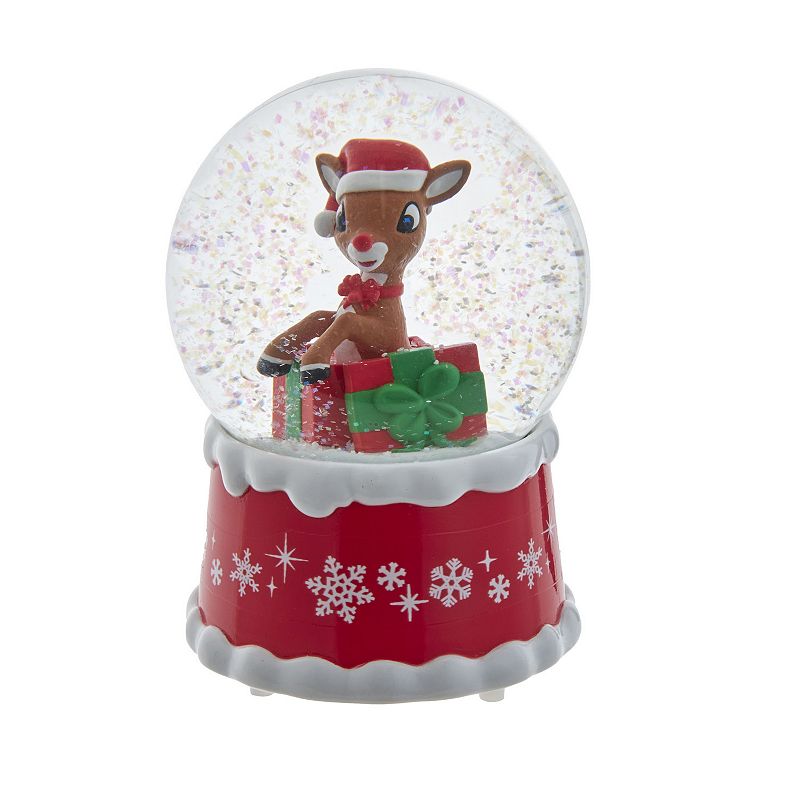 Rudolph In Present Christmas Water Globe Table Decor, Multicolor