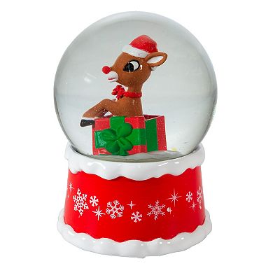 Rudolph In Present Christmas Water Globe Table Decor