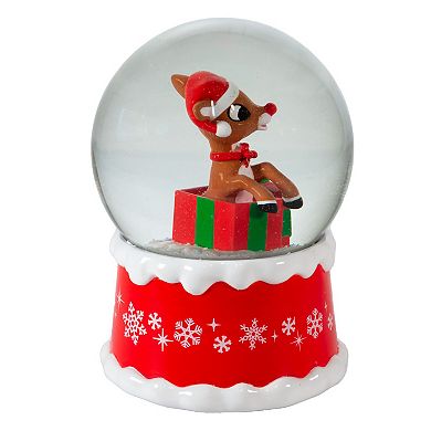 Rudolph In Present Christmas Water Globe Table Decor