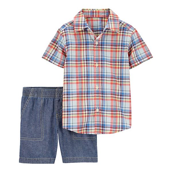 Baby Boy Carter's Plaid Button-Front Shirt & Shorts Set