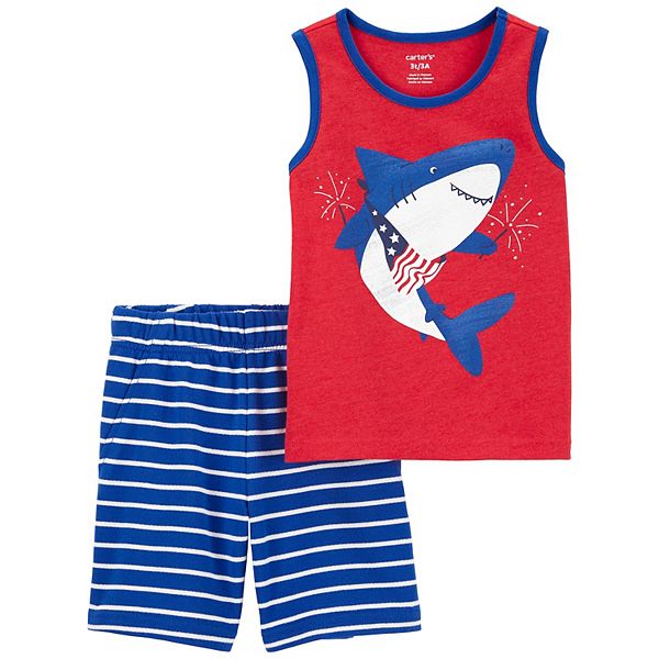 Cheap carter's shark outfit Factory Sale 12m Baby Boy Carters Shark Outfit Tank Top Shorts Baby Boy Carter s Shark Fourth Of