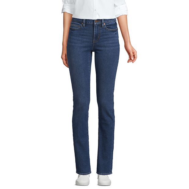 Women s Lands End Tall Mid Rise Straight Leg Jeans