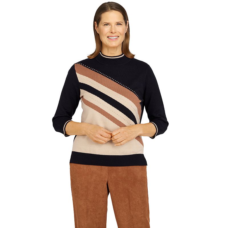 Petite Alfred Dunner Mockneck Colorblock Sweater, Womens, Size: Medium Pet
