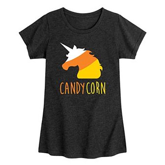 Girls 7-16 Candy Corn Halloween Unicorn Graphic Tee