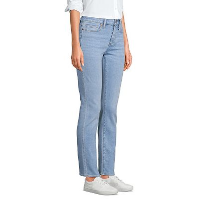 Women s Lands End Mid Rise Straight Leg Jeans