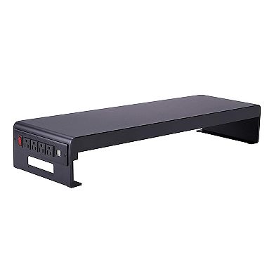 Rocelco Adjustable Standing Desk Converter, Teak & 30 Inch Dual Monitor Stand