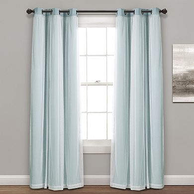 Lush Decor Grommet Sheer & Insulated Blackout Lined Set of 2 Window Curtain Panels