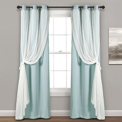 Lush Decor Grommet Sheer & Insulated Blackout Lined Set of 2 Window Curtain Panels