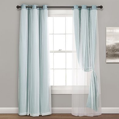 Lush Decor Grommet Sheer & Insulated Blackout Lined Set of 2 Window Curtain Panels