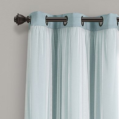 Lush Decor Grommet Sheer & Insulated Blackout Lined Set of 2 Window Curtain Panels