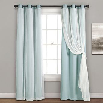Lush Decor Grommet Sheer & Insulated Blackout Lined Set of 2 Window Curtain Panels