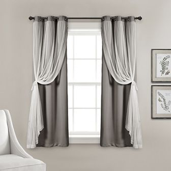 Lush Decor Grommet Sheer & Insulated Blackout Lined Set of 2 Window Curtain Panels