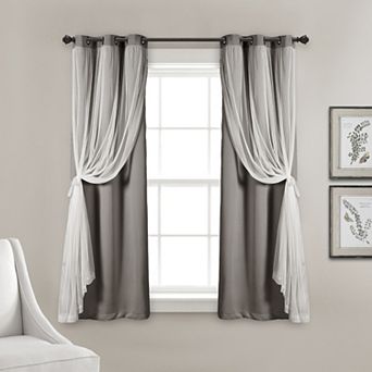 Lush Decor Grommet Sheer & Insulated Blackout Lined Set of 2 Window Curtain Panels