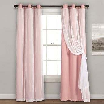 Lush Decor Grommet Sheer & Insulated Blackout Lined Set of 2 Window Curtain Panels