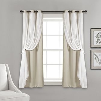 Lush Decor Grommet Sheer & Insulated Blackout Lined Set of 2 Window Curtain Panels