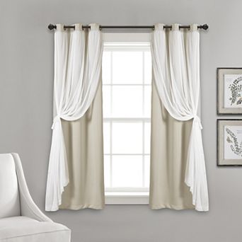 Lush Decor Grommet Sheer & Insulated Blackout Lined Set of 2 Window Curtain Panels