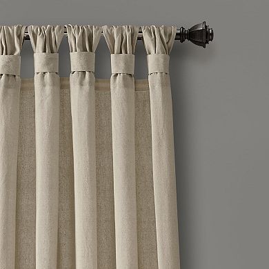 Lush Decor Burlap Knotted Tab Top Set of 2 Window Curtain Panels