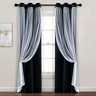 Lush Decor Grommet Sheer Insulated Blackout Set of 2 Window Curtain Panels