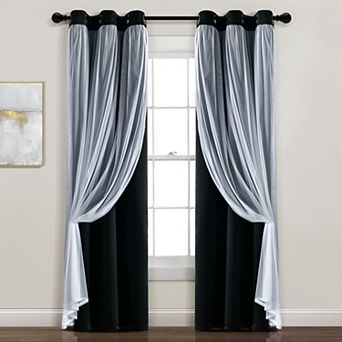 Lush Decor Grommet Sheer Insulated Blackout Set of 2 Window Curtain Panels