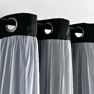 Lush Decor Grommet Sheer Insulated Blackout Set of 2 Window Curtain Panels