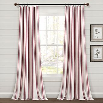 Lush Decor Farmhouse Stripe Yarn Dyed Set of 2 Window Curtain Panels