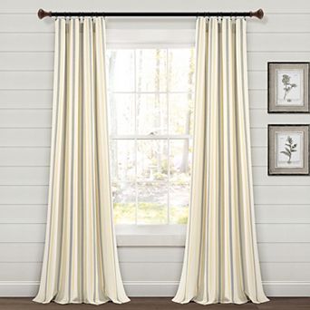 Lush Decor Farmhouse Stripe Yarn Dyed Set of 2 Window Curtain Panels