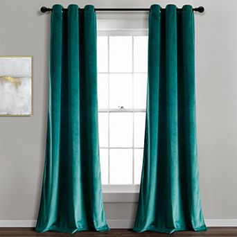 Lush Decor Prima Velvet Solid Light Filtering Grommet Set of 2 Window Curtain Panels