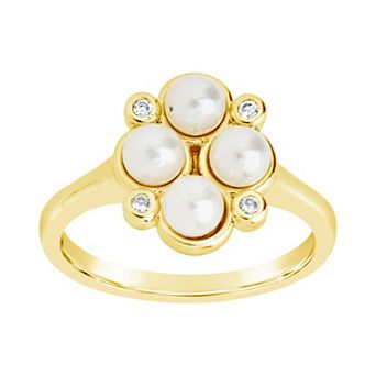 MC Collective Cosetta Simulated Pearl & Cubic Zirconia Ring