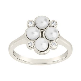 MC Collective Cosetta Simulated Pearl & Cubic Zirconia Ring