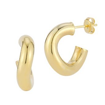 Sunkissed Sterling 14k Gold Over Silver Small Wave Tube Hoop Earrings